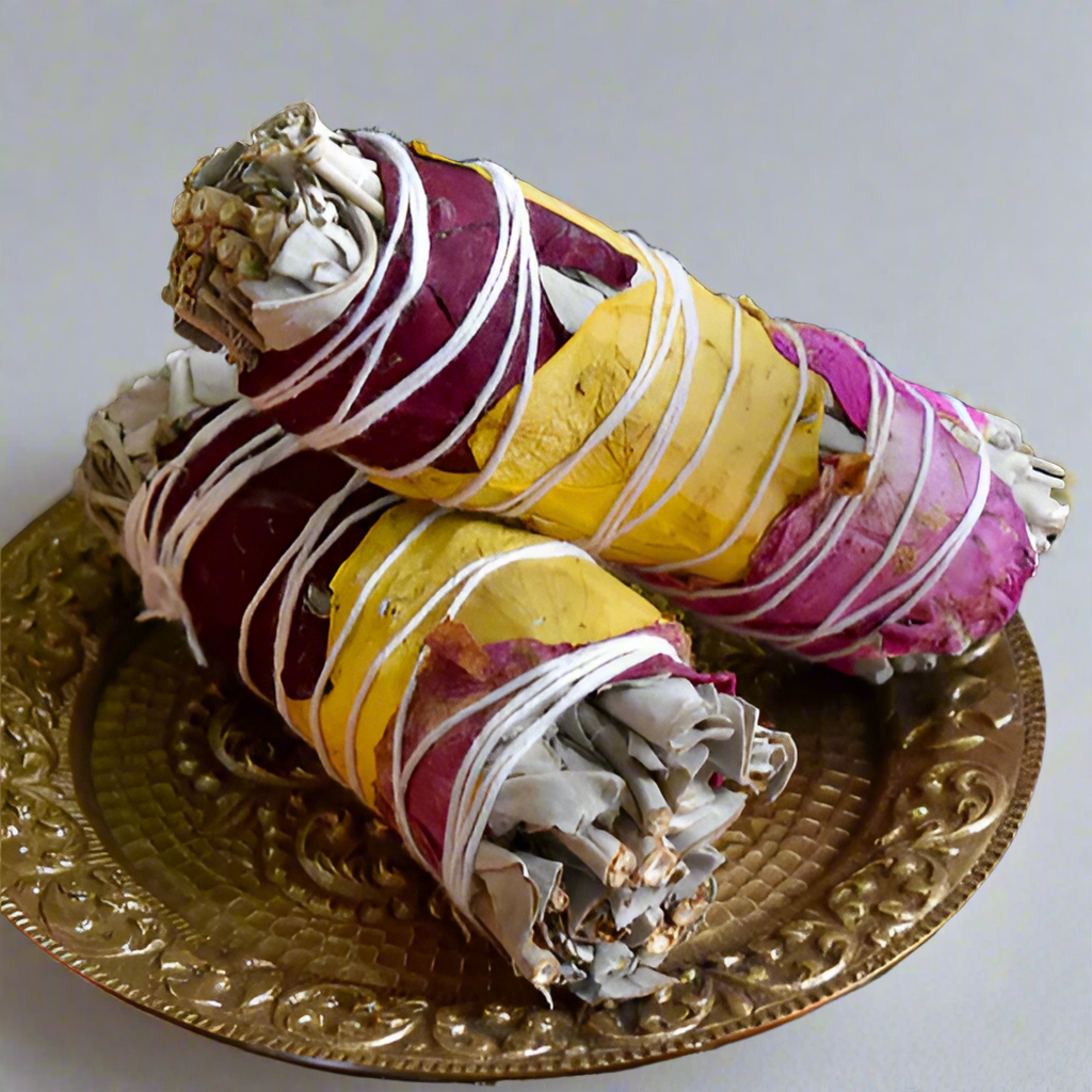 white sage red yellow pink rose