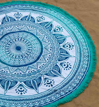 Load image into Gallery viewer, sanchi roundi tapestry teal color 52&quot;
