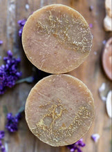 Load image into Gallery viewer, lavender essential oil, luffa, loofa, soap bar, 140 gram, natural, BC Canada
