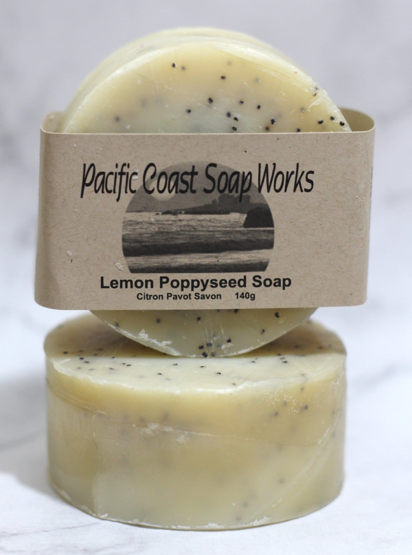 lemon poppyseed soap bar. lemon soap bar. soap works. handmade soap vancouver. vancouver soap company. handmade soap canada