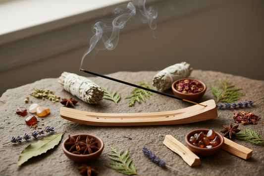 natural incense burning with sage pao santo 