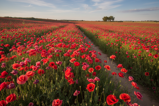 poppyseed field red flower