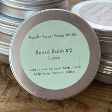 Load image into Gallery viewer, natural beeswax beard balm with lime essential oils
