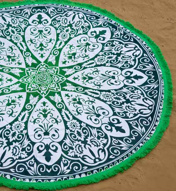 Maya Round Tapestry green color
