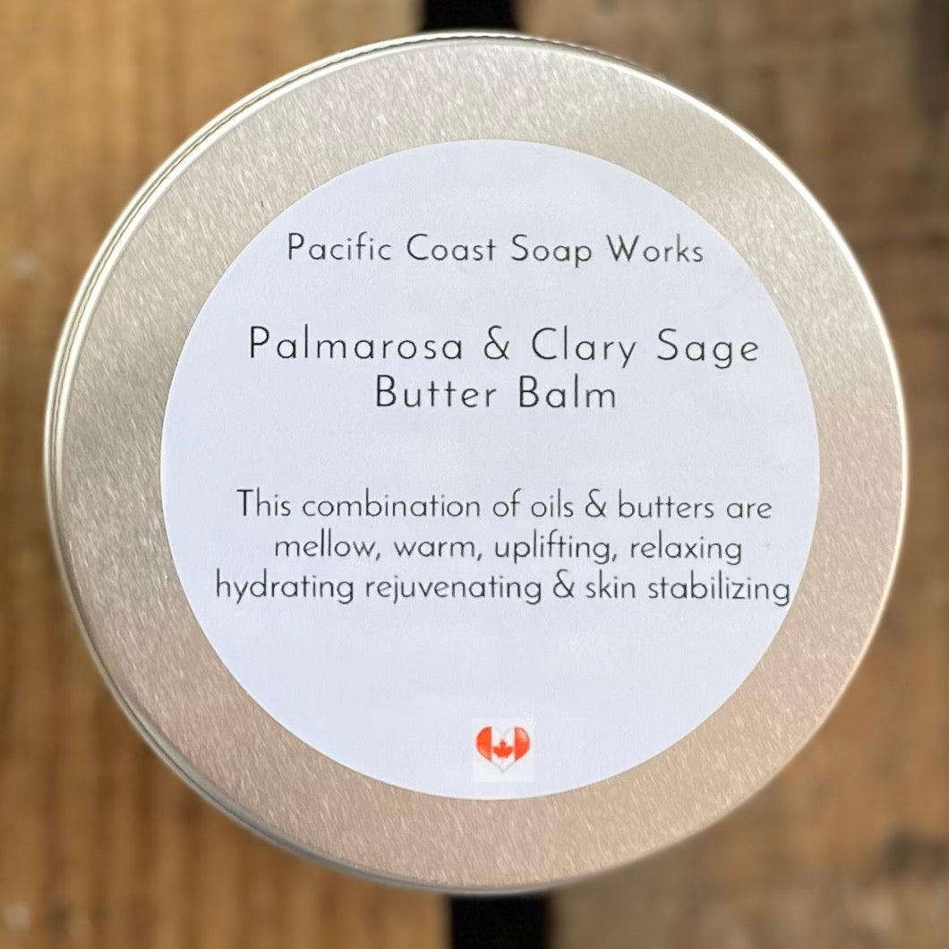 natural butter balm with palmarosa and clary sage