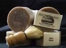 Load image into Gallery viewer, bay rum shaving  bar. shave soap bar. natural shave bar.  vancouver soap company. handcrafted soap. shave brush. natural boar bristle
