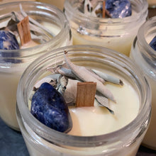 Load image into Gallery viewer, lavender, lime, lavender, pine essential oil, wood wick , sodalite crystal
