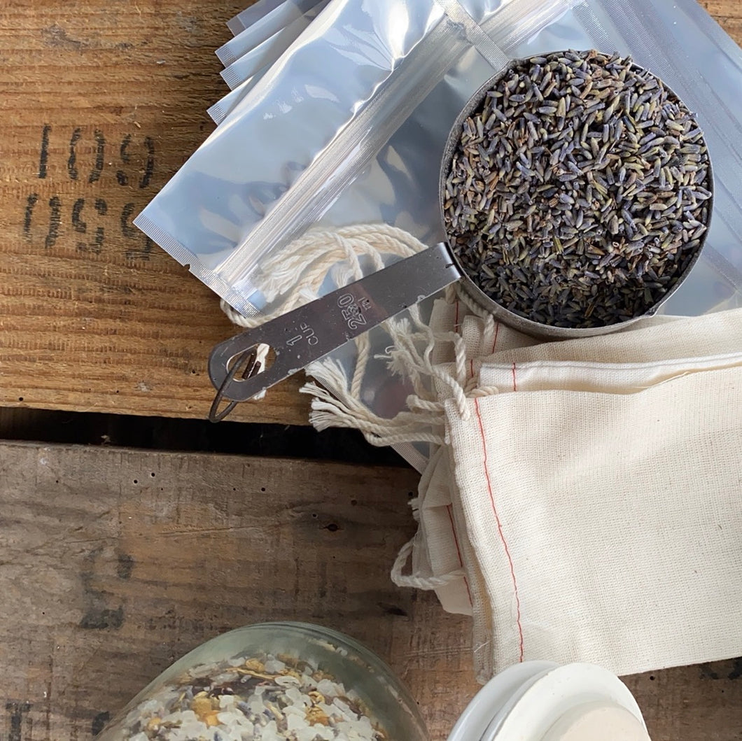 lavender salt tea bag with epsom salts
