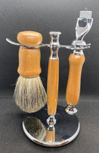 Load image into Gallery viewer, unique hand crafted shaving set with badger hair shaving brush
