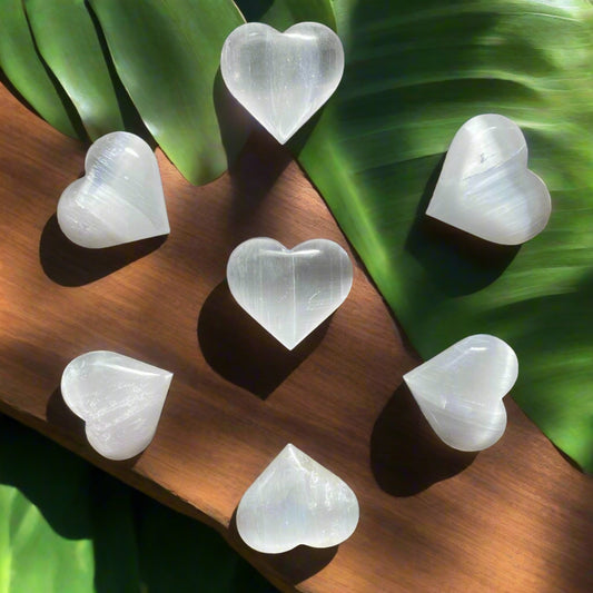 selenite heart crystals 3 inch calming stone