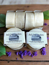 Load image into Gallery viewer, lavender essential oil, natural bar soap, ethically made, waterway safe, small batch. Canada
