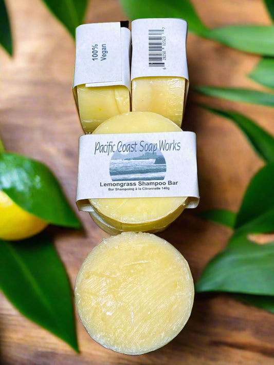 natural shampoo bar, lemongrass essential oil, waterway safe, small batch, cold press