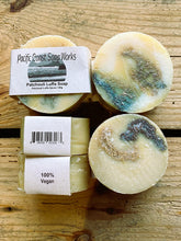 Load image into Gallery viewer, patchouli luffa soap bar, scrub, natural 
