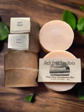 Load image into Gallery viewer, face care, french pink clay, palmarosa, clary sage, bar natural soap
